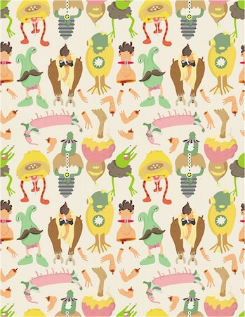 draw biology - seamless monster pattern Stock Photo - Budget Royalty-Free & Subscription, Code: 400-04273600