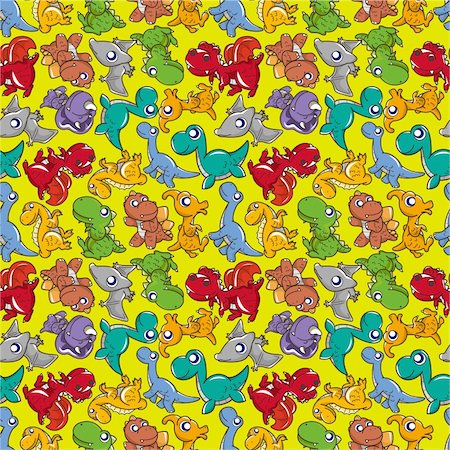 seamless Dinosaurs pattern Stock Photo - Budget Royalty-Free & Subscription, Code: 400-04273684