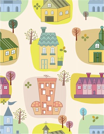 simple background designs to draw - seamless house pattern Stock Photo - Budget Royalty-Free & Subscription, Code: 400-04273754