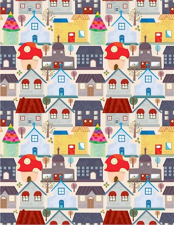 seamless city pattern Stock Photo - Budget Royalty-Free & Subscription, Code: 400-04273756
