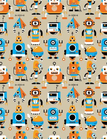 simsearch:400-04273714,k - seamless Robot pattern Stock Photo - Budget Royalty-Free & Subscription, Code: 400-04273797