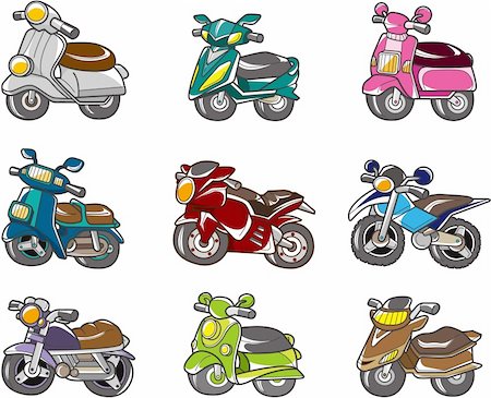 draw bike with people - cartoon motorcycle Stock Photo - Budget Royalty-Free & Subscription, Code: 400-04273892