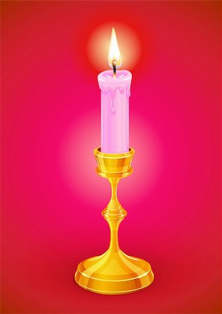 simsearch:400-04210315,k - candle burning in candlestick color vector illustration Stock Photo - Budget Royalty-Free & Subscription, Code: 400-04284072