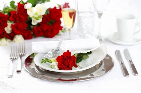 Festive table setting for wedding, Valentine or other event Stock Photo - Budget Royalty-Free & Subscription, Code: 400-04284116