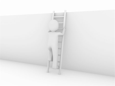 3d human ladder wall success business up opportunity Stock Photo - Budget Royalty-Free & Subscription, Code: 400-04284308