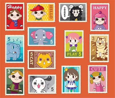 cute cartoon stamps Stock Photo - Budget Royalty-Free & Subscription, Code: 400-04284392