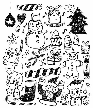 christmas doodles Stock Photo - Budget Royalty-Free & Subscription, Code: 400-04284402
