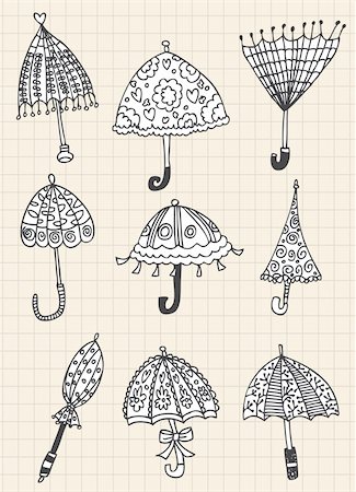 fashion group sketch - umbrella doodle Stock Photo - Budget Royalty-Free & Subscription, Code: 400-04284424