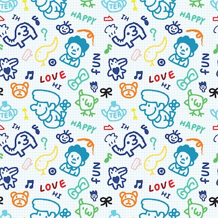 doodle art about school - baby school vector seamless pattern Stock Photo - Budget Royalty-Free & Subscription, Code: 400-04284496