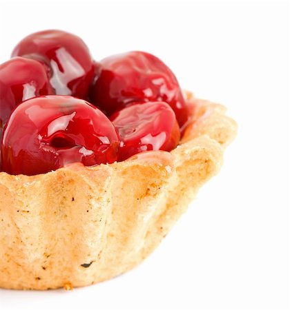 Cake with Fruit cherry isolated on white Stock Photo - Budget Royalty-Free & Subscription, Code: 400-04284561