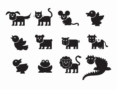 variety of animals silhouettes Stock Photo - Budget Royalty-Free & Subscription, Code: 400-04284577