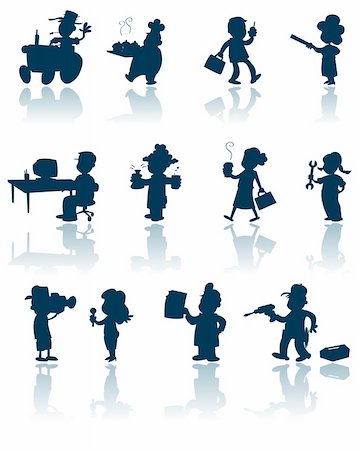 A collection of silhouettes of various professions and workers. Stock Photo - Budget Royalty-Free & Subscription, Code: 400-04284599