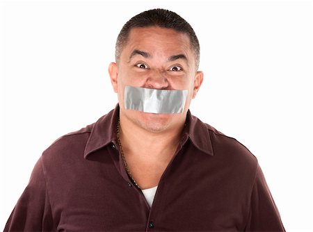 simsearch:400-04172755,k - Angry Hispanic man with duct tape over his mouth Stock Photo - Budget Royalty-Free & Subscription, Code: 400-04284694