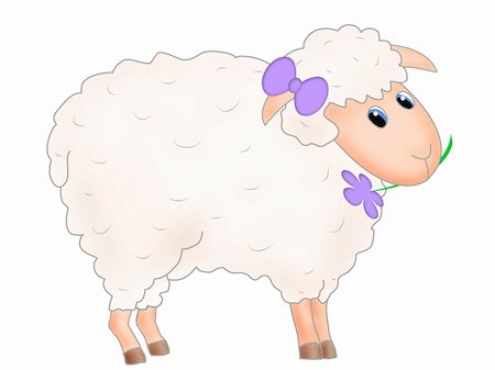 simsearch:400-04790718,k - Childish illustration of cute sheep over white Stock Photo - Budget Royalty-Free & Subscription, Code: 400-04284691