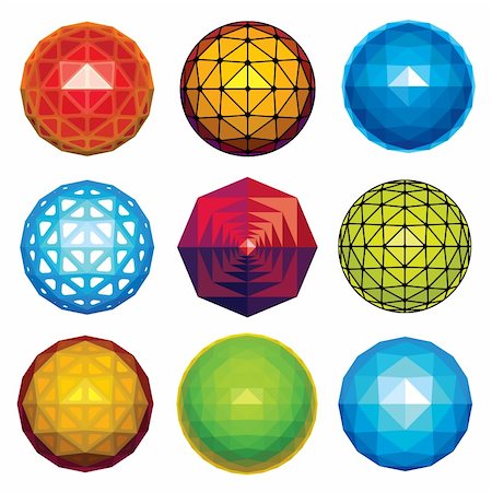 simsearch:400-05041370,k - Color glossy faceted spheres, globes and gems set Stock Photo - Budget Royalty-Free & Subscription, Code: 400-04284884