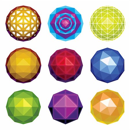 simsearch:400-05041370,k - Color glossy faceted spheres, globes and gems set Stock Photo - Budget Royalty-Free & Subscription, Code: 400-04284885