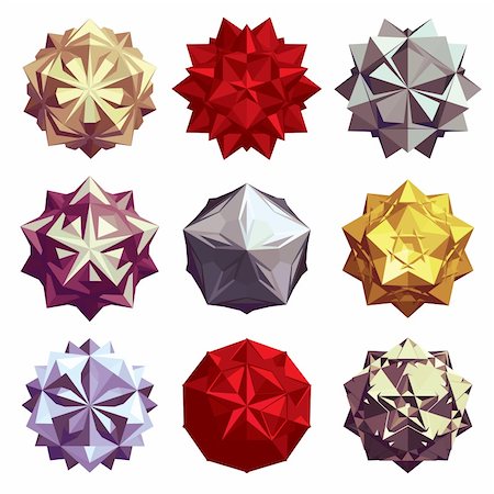 simsearch:400-05041370,k - Color glossy faceted star shaped spheres, 3d stars, globes and gems set Stock Photo - Budget Royalty-Free & Subscription, Code: 400-04284894