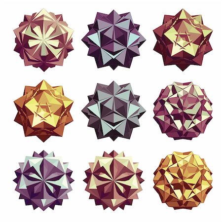 Color glossy faceted star shaped spheres, 3d stars, globes and gems set Stock Photo - Budget Royalty-Free & Subscription, Code: 400-04284895