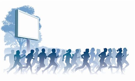 Crowd of young people running. Sport vector illustration. Stock Photo - Budget Royalty-Free & Subscription, Code: 400-04284963