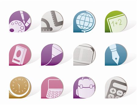 simsearch:400-07050311,k - School and education icons - vector icon set Photographie de stock - Aubaine LD & Abonnement, Code: 400-04285178