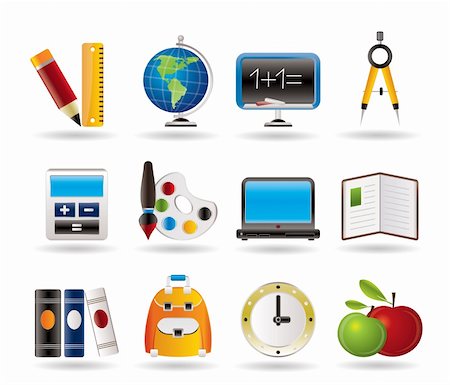 School and education icons - vector icon set Stock Photo - Budget Royalty-Free & Subscription, Code: 400-04285225