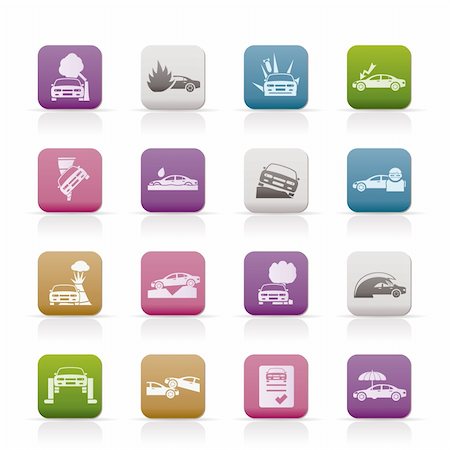 car and transportation insurance and risk icons - vector icon set Stock Photo - Budget Royalty-Free & Subscription, Code: 400-04285268