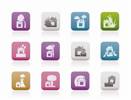 home and house insurance and risk icons - vector icon set Stock Photo - Budget Royalty-Free & Subscription, Code: 400-04285260