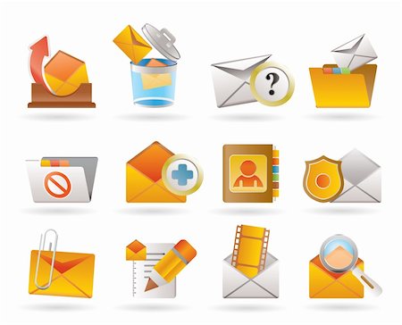 E-mail and Message Icons - vector icon set Stock Photo - Budget Royalty-Free & Subscription, Code: 400-04285277