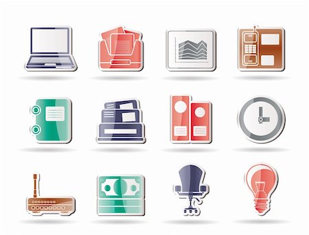 Business and office icons - vector icon set Stock Photo - Budget Royalty-Free & Subscription, Code: 400-04285367