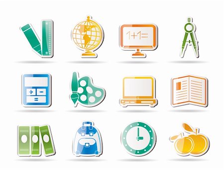 simsearch:400-07296734,k - School and education icons - vector icon set Stock Photo - Budget Royalty-Free & Subscription, Code: 400-04285369