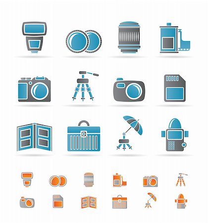 Photography equipment icons - vector icon set Stock Photo - Budget Royalty-Free & Subscription, Code: 400-04285385