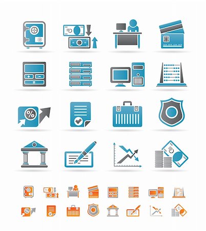 bank, business, finance and office icons - vector icon set Photographie de stock - Aubaine LD & Abonnement, Code: 400-04285397