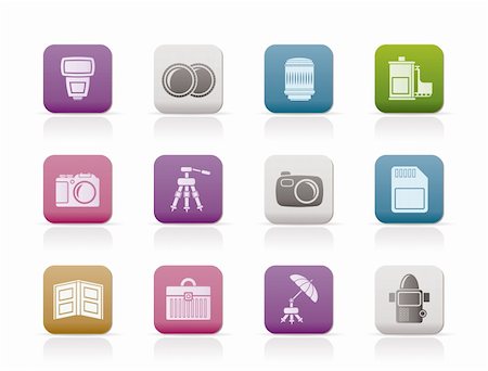 simsearch:400-03990194,k - Photography equipment icons - vector icon set Fotografie stock - Microstock e Abbonamento, Codice: 400-04285393