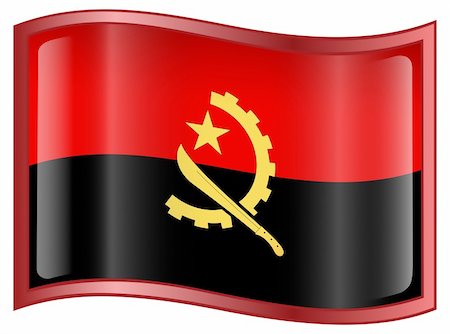 simsearch:400-04817643,k - Angola Flag icon, isolated on white background. Foto de stock - Super Valor sin royalties y Suscripción, Código: 400-04285504