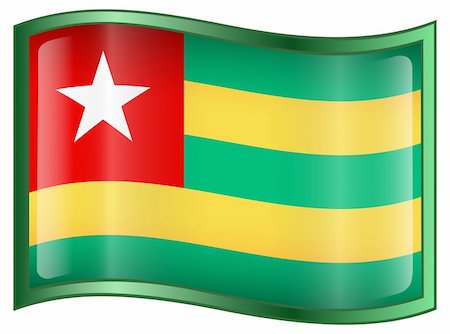 simsearch:400-04817643,k - Togo Flag icon, isolated on white background. Foto de stock - Super Valor sin royalties y Suscripción, Código: 400-04285509