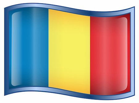 simsearch:400-04285611,k - Romania Flag icon, isolated on white background. Foto de stock - Super Valor sin royalties y Suscripción, Código: 400-04285534