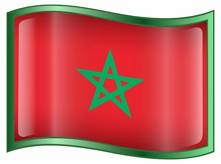 simsearch:400-04817643,k - Morocco Flag icon, isolated on white background. Foto de stock - Super Valor sin royalties y Suscripción, Código: 400-04285533