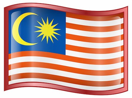 simsearch:400-04817643,k - Malaysia Flag Icon, isolated on white background. Foto de stock - Super Valor sin royalties y Suscripción, Código: 400-04285610