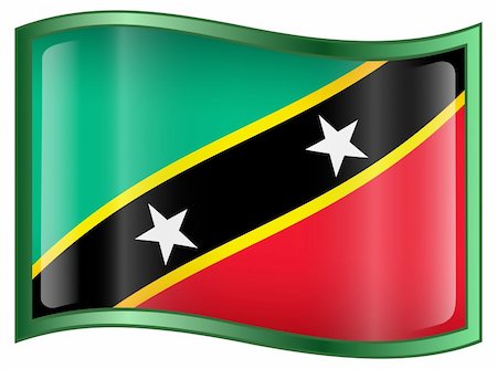 simsearch:400-04817643,k - Saint Kitts and Nevis Flag icon, isolated on white background. Foto de stock - Super Valor sin royalties y Suscripción, Código: 400-04285612