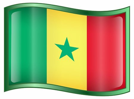 dakar, senegal - Senegal Flag icon, isolated on white background. Stock Photo - Budget Royalty-Free & Subscription, Code: 400-04285613