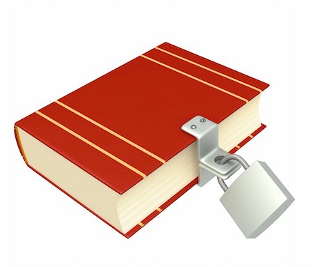 3d book, closed on the lock. Objects isolated over white Photographie de stock - Aubaine LD & Abonnement, Code: 400-04285689