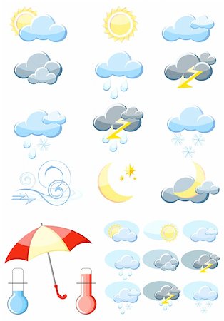 Set of a glossy vector weather icons Stock Photo - Budget Royalty-Free & Subscription, Code: 400-04285705