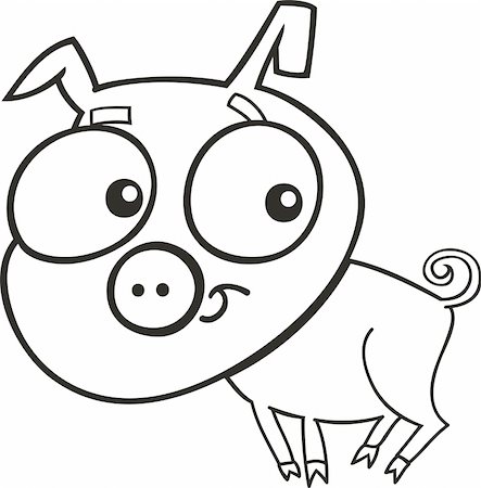 cartoon illustration of cute little piggy for coloring book Stock Photo - Budget Royalty-Free & Subscription, Code: 400-04285722