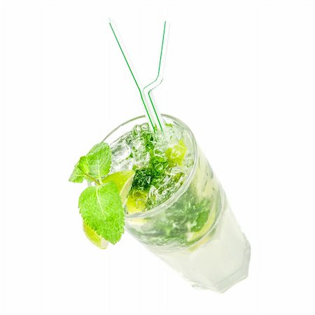 simsearch:400-04281837,k - classic mojito alcohol fresh cocktail closeup isolated on a white Stock Photo - Budget Royalty-Free & Subscription, Code: 400-04285809