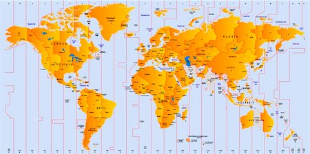 Timezone map - vector color illustration Stock Photo - Budget Royalty-Free & Subscription, Code: 400-04285843