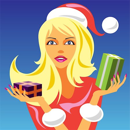 simsearch:400-04147489,k - christmas girl with gift 2 - vector illustration Photographie de stock - Aubaine LD & Abonnement, Code: 400-04285898
