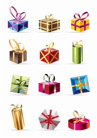 set of colorful gift boxes - vector illustration Stock Photo - Budget Royalty-Free & Subscription, Code: 400-04285903