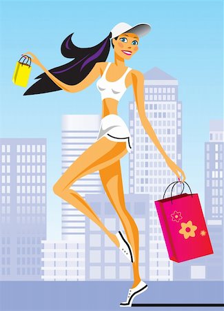 simsearch:400-04331849,k - fashion shopping girls with shopping bag - vector illustration Foto de stock - Super Valor sin royalties y Suscripción, Código: 400-04285934