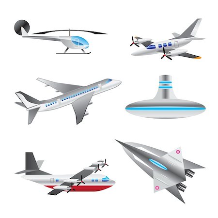different types of Aircraft Illustrations and icons - Vector icon set Stock Photo - Budget Royalty-Free & Subscription, Code: 400-04285932