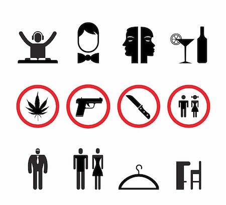 dance club signs - bar and night club icons - vector icon set Stock Photo - Budget Royalty-Free & Subscription, Code: 400-04286082